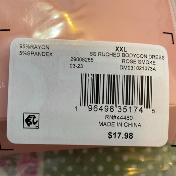 Destination Maternity Women's Ruched Bodycon Dress Rose Smoke Size XXL NWT - Picture 4 of 6